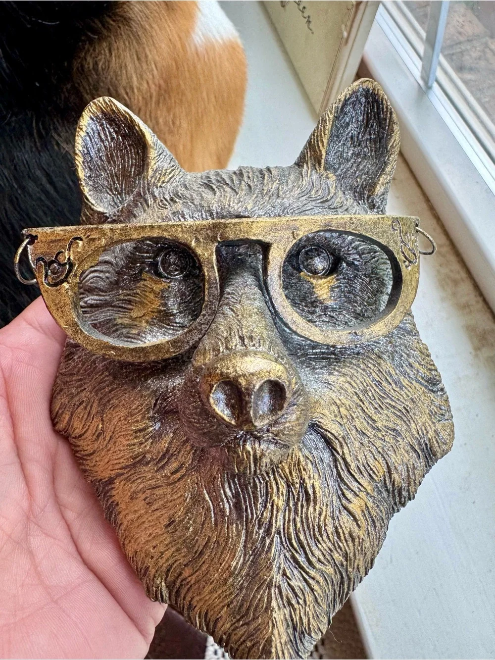 Bronze Fox w/Glasses Wall Hanging- Decorative Home Accent
